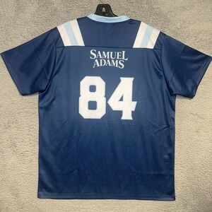 Official Samuel Adams Jersey Men's Sz L Blue #84 V Neck Boston Beer Football Tee